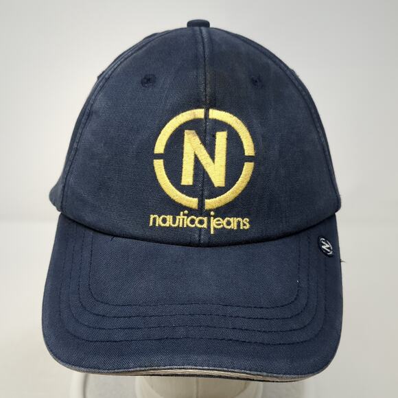 Nautica Jeans Slideback Hat Blue One Size Adjustable Embroidered 6 Panel - Picture 2 of 9